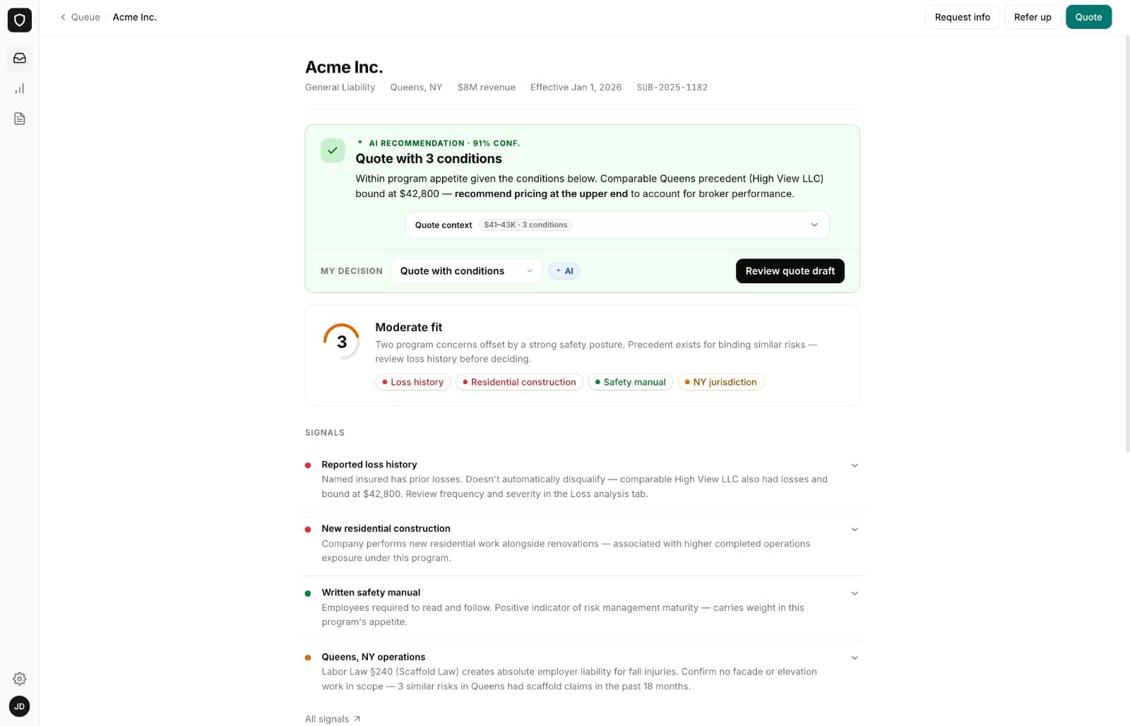 WriteRisk Underwriting Workbench
